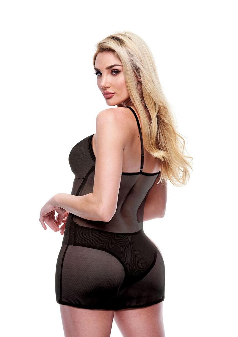 2pc Eco Chemise and Panty - Black - Large/Small - Set