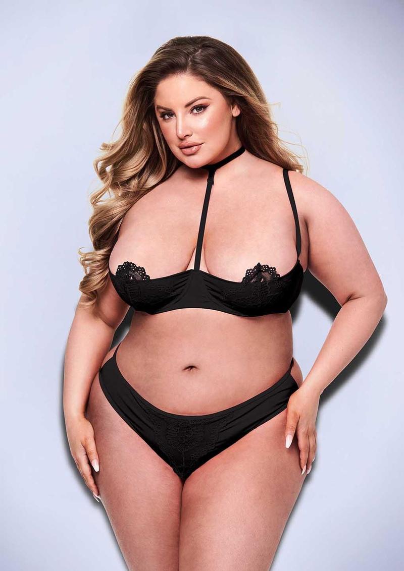2 Piece Sexy Quarter Cup Bra and G-String Set - Baci Lingerie 2 Piece Sexy Quarter Cup Bra and G-String Set - Baci Lingerie