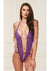 Baci - Deep-V Lace Teddy - Purple - Large/Medium