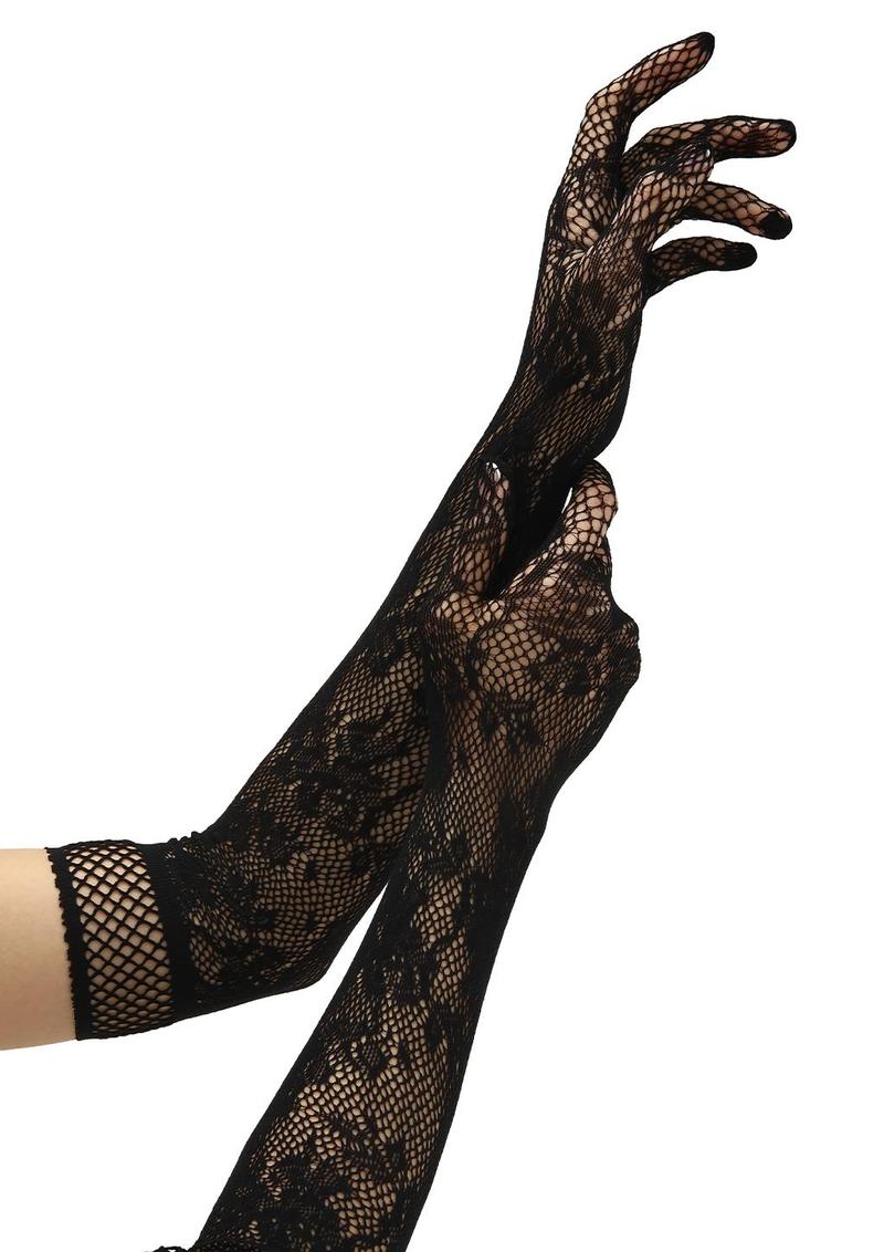 Flower Lace Opera Glove - Black