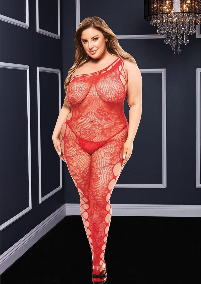 Off The Shoulder Bodystocking - Red - Queen